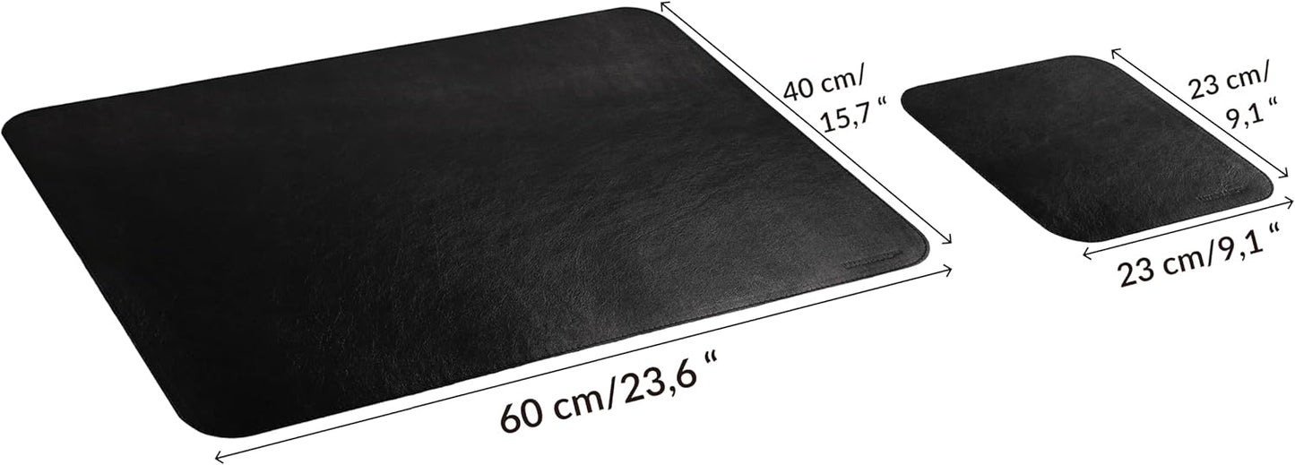Luxbrand Genuine Leather Desk Mat Set – Handmade in Italy Large Desk Pad & Mouse Pad, Real Leather Desk Blotter for Office & Home, Elegant Gift Idea