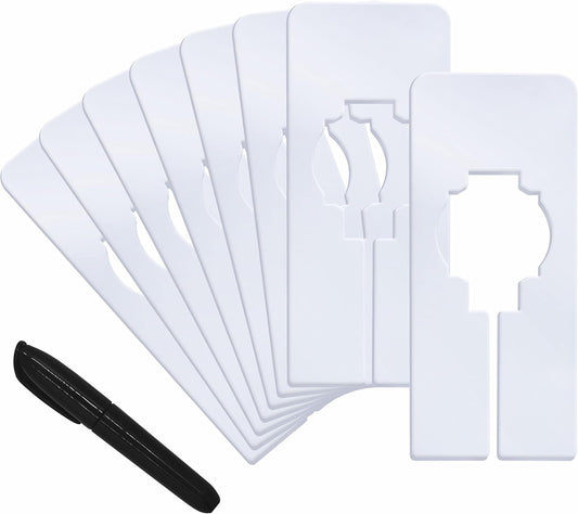 8 PCS Closet Rack Dividers, Wardrobe partition Board White Rectangular Clothing Hanger Dividers with a Bonus Marker, Writable & Reusable for Sorting Clothes Size, Color