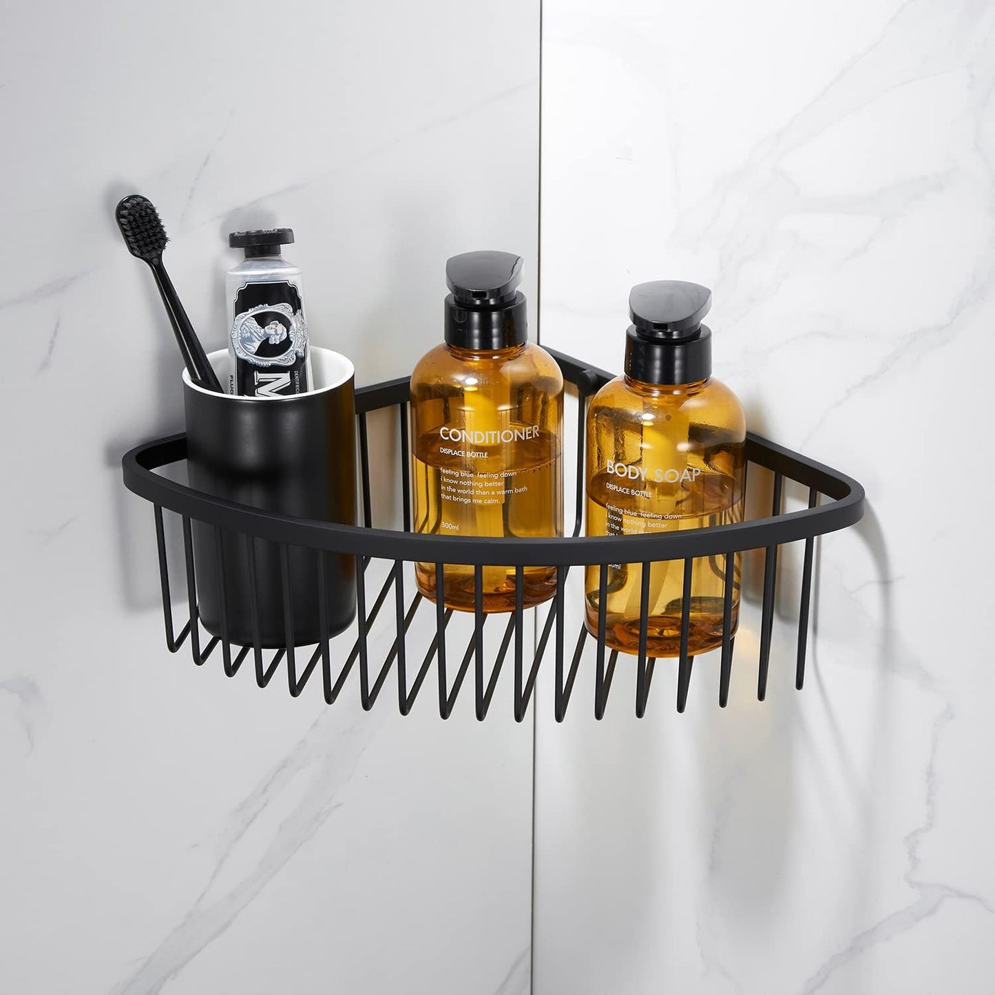 Bathroom Shower Caddy Corner Shelf Basket, Ultra Sturdy Rust-Proof Stainless Steel Shelf Organizer, Wall Mounted Storage Rack, Matte Black