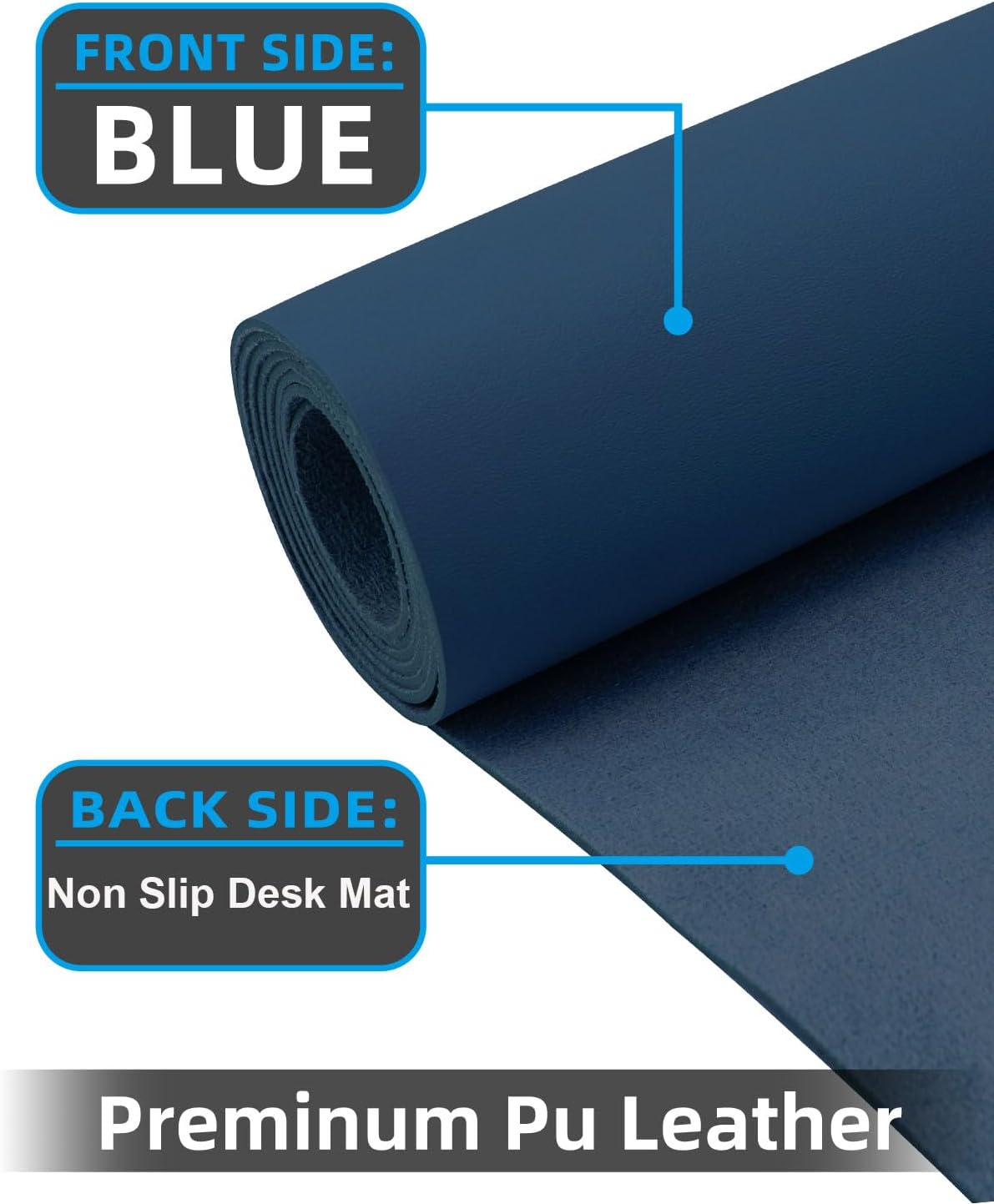 Large Desk mat, Leather Desk Pad Protector,Office Desk Mat,Mouse Pad, Non-Slip Desk Blotter, Laptop Desk Pad, Waterproof Desk Writing Pad for Office&Home (Midnight Blue, 55" x 17")