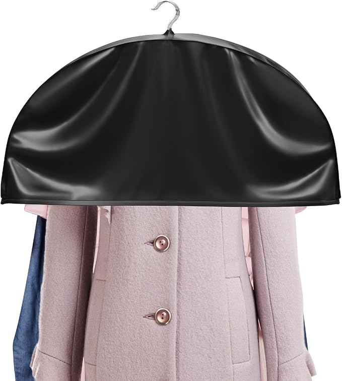 Univivi 12 Inch Satin Shoulder Covers for Clothes (Set of 4) Breathable Shoulder Garment Dust Cover Closet Suit Protects for Suit, Coats, Jackets - Black