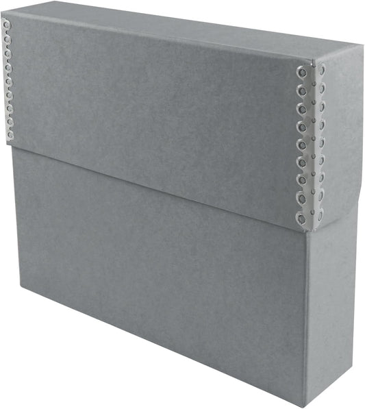 Lineco Archival Document Storage Box with Metal Edge, Acid-Free Gray Boxboard, Organize and Store Files, Prints, Photos, Legal-Sized Case 15.5" x 10.5" x 2.5" Wide