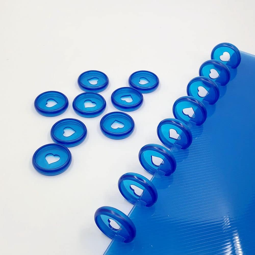 100pcs Planner Expander Discs 1.1Inch Book Binding Disc For Discbound Notebook Accessories Heart Binder Rings(Transparent Blue,1.1 inch/28 mm)