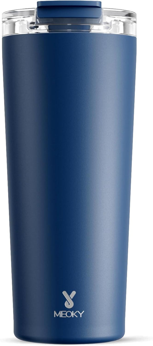Meoky 24 oz Travel Coffee Mug with Leak-proof Lid, Stainless Steel Insulated Coffee Tumbler, Keeps Hot for 8 Hours or Cold for 24 Hours, Fits in Car Cup Holder (Sea)
