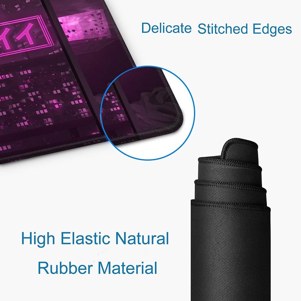 Gaming Mouse Pad, Large Anime Mouse Pads for Desk, Non-Slip Rubber Base Mousepad, Keyboard Mouse Mat Desk Pad with Stitched Edges, 31.5x11.8 inch