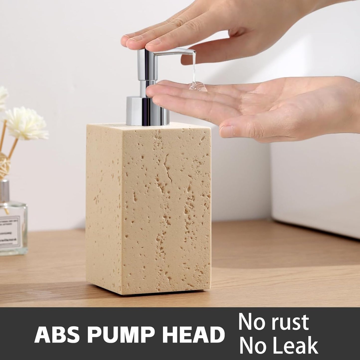 Soap Dispenser 420ML 14OZ, 2pcs Luxurious Hand Dish Soap Dispenser Set, Refillable Lotion Bottle with Rustproof Pump for Bathroom Countertop Kitchen Sink (Yellow)