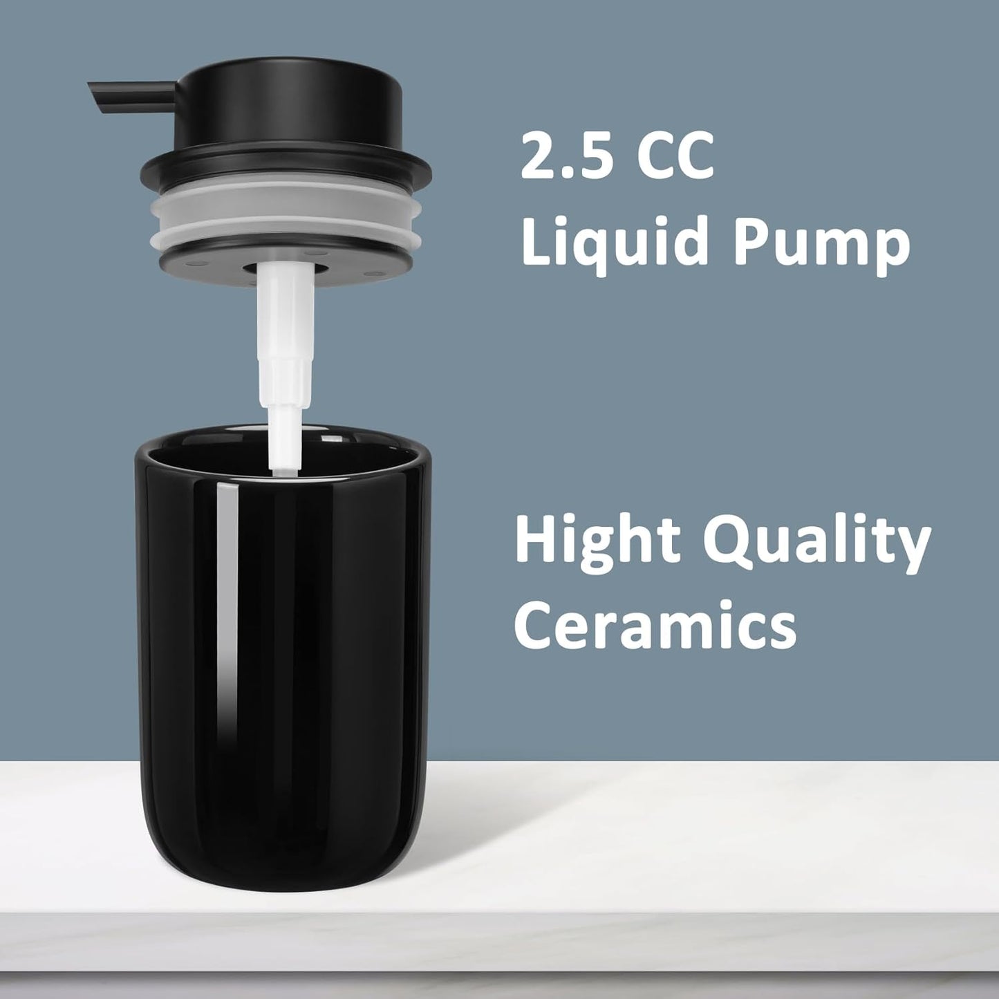 Soap Liquid Dispenser Ceramic with Easy-to-Press Pump Hand Liquid Dispenser (Can't Foam) for Shampoo Bathroom Countertop 13.5 oz