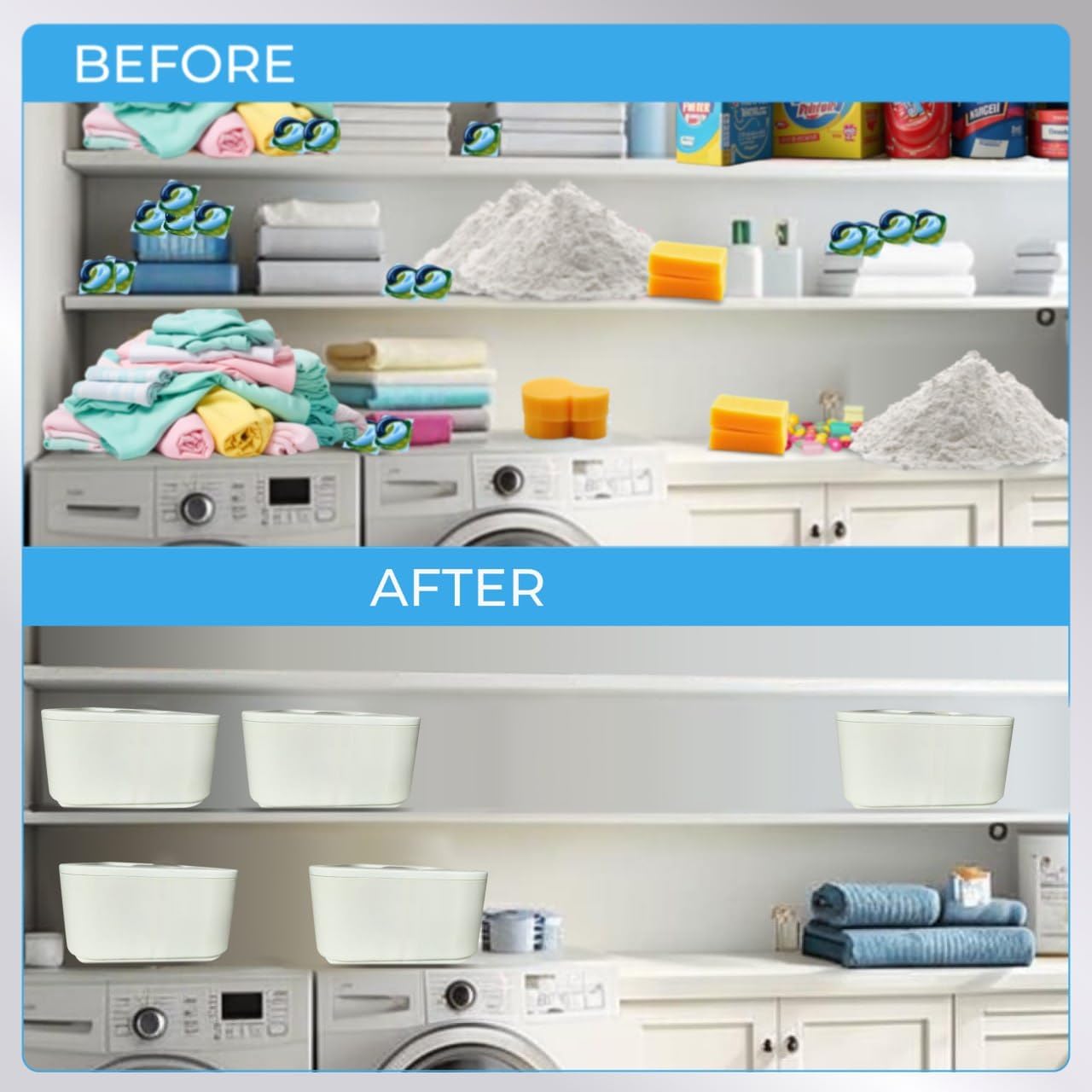 TidyFriend Laundry Pods Container with Slide Lid, 11.8" x 8.6" x 4.5", Airtight Storage Keeps Pods Fresh, Holds 9–10 lbs or 100–130 Pods, Laundry Detergent Container & Dishwasher Pod Holder (White)