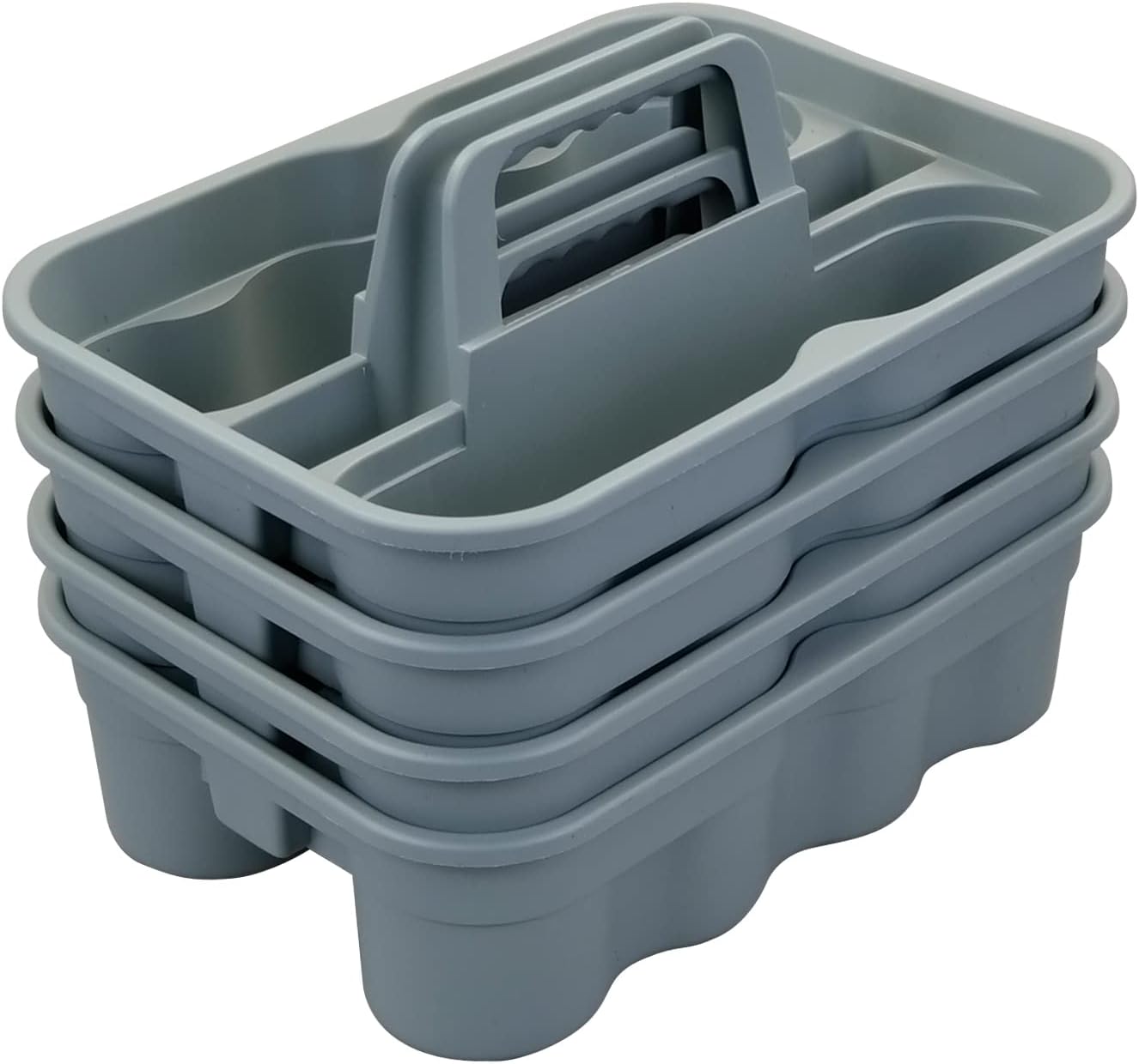 Teyyvn 4 Pack Carry Caddy, Plastic Cleaning Caddy with Handle, Gray