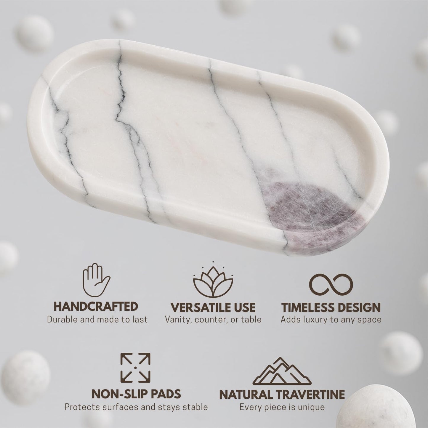 Handcrafted Marble Tray – Bathroom Counter Organizer, Jewelry Tray, Perfume Organizer & Decorative Tray for Vanity Accessories, Coffee Table Decor & Bathroom Countertop (Oval, Leilac)