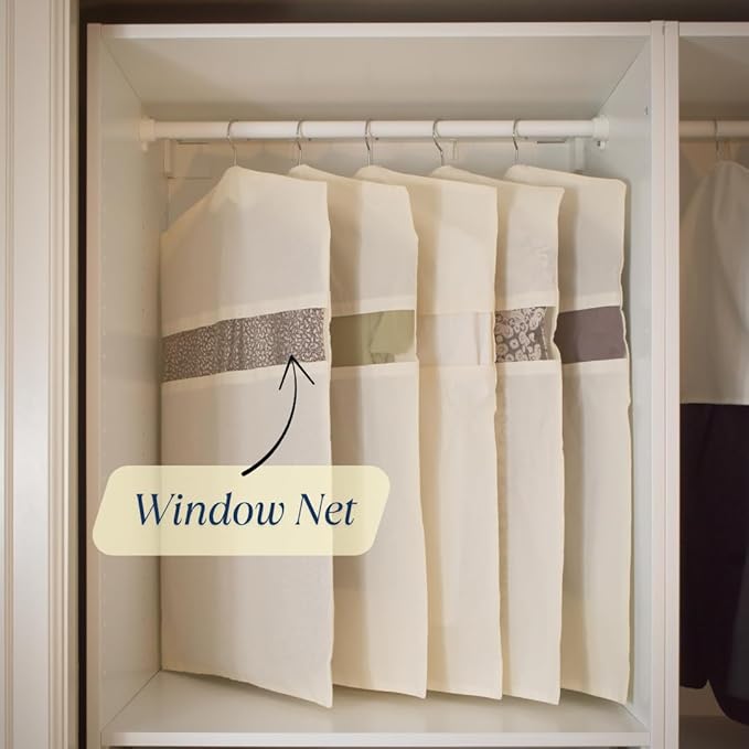 Garment Bags for Hanging Clothes – 100% Cotton, Breathable Suit & Dress Covers – Pack of 3 Large (22"x50") for Jackets, Sarees, Blouses, Coats, Travel & Closet Storage