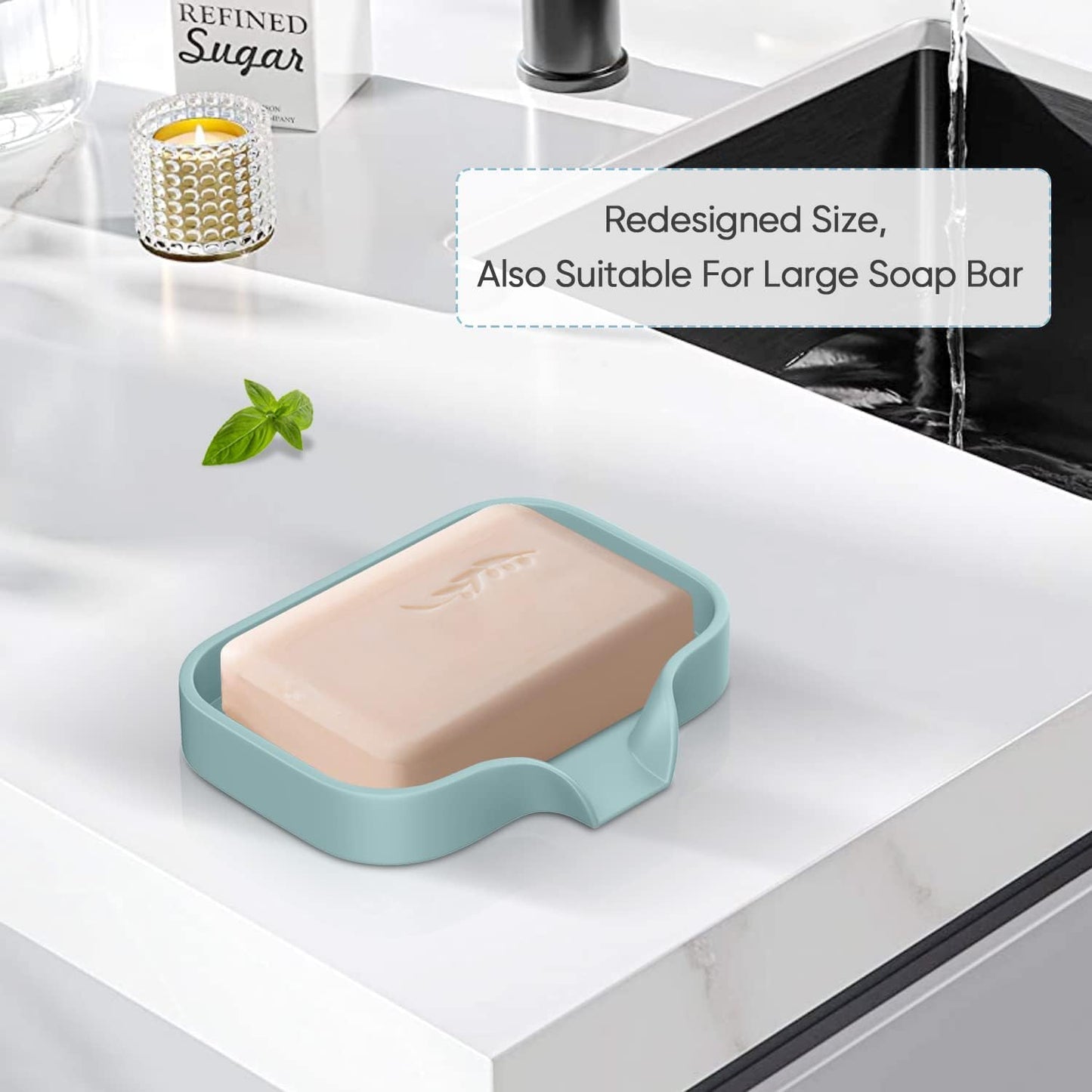 Great Silicone Soap Dish - 4 Pcs Thickened Self-Draining Soap Tray for Shower & Bathtub-Great High-Purity Silicone Soap Dish