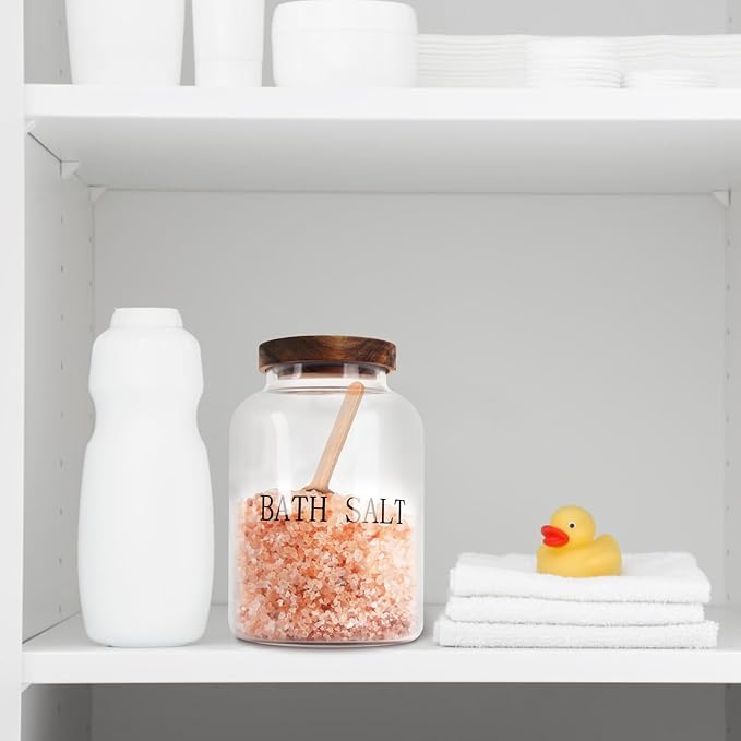74 oz Glass Bath Salts Jar,Bath Salt Container with Lid and Scoop,Bathroom Organizers and Storage,for Bathtub Accessories for Women,Bathroom Decor,Home Decor