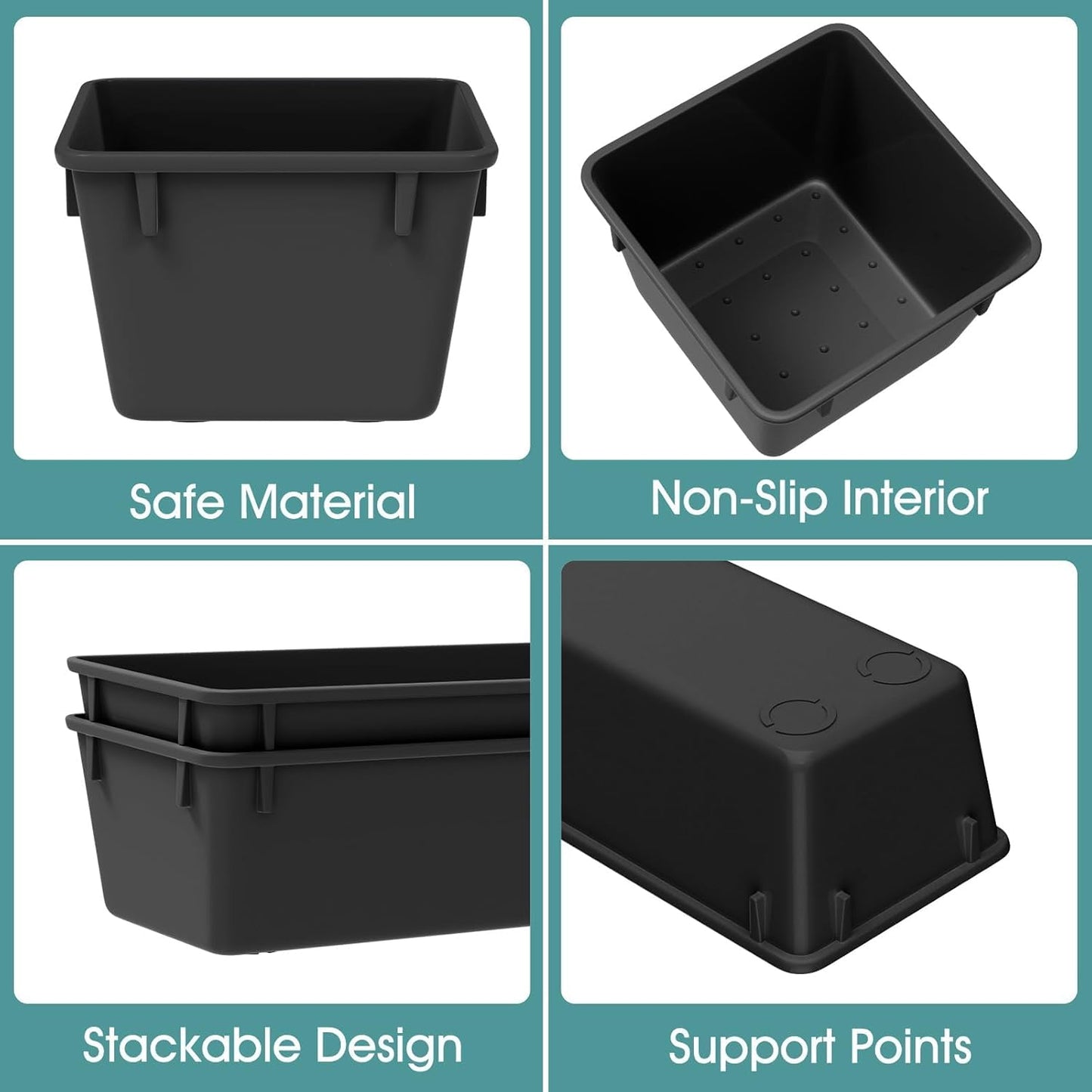 WOWBOX 25 PCS Plastic Drawer Organizer Set, Desk Drawer Divider Organizers and Storage Bins for Makeup, Jewelry, Gadgets for Kitchen, Bedroom, Bathroom, Office, Deep Black