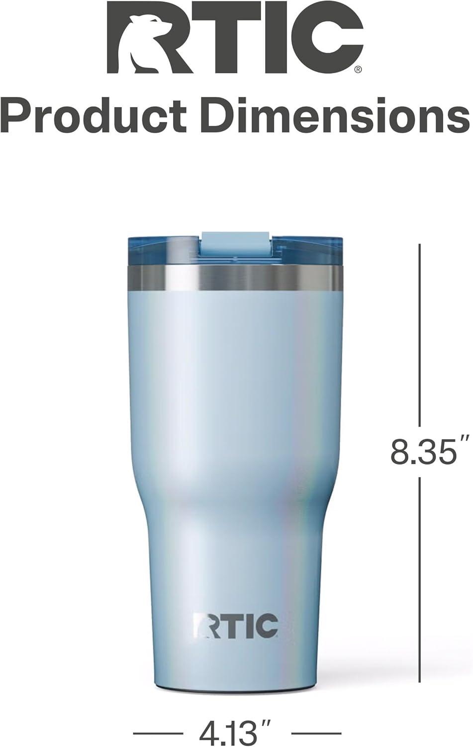 RTIC 30oz Essential Tumbler with Lid, Ceramic Lined, Insulated, Stainless Steel, Metal, Double Wall Vacuum-Insulation, Travel Cup for Iced Coffee, Tea, Hot and Cold Drink, RTIC Ice Glitter