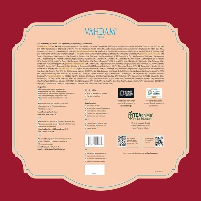 VAHDAM, Assorted Chai Tea Variety Pack (6 Delicious Flavors, 36 Eco Friendly Pyramid Tea Bags) Caffeinated, Gluten Free, Non GMO | Indian Masala Chai Tea Blends | Tea Gift Sets for Men and Women