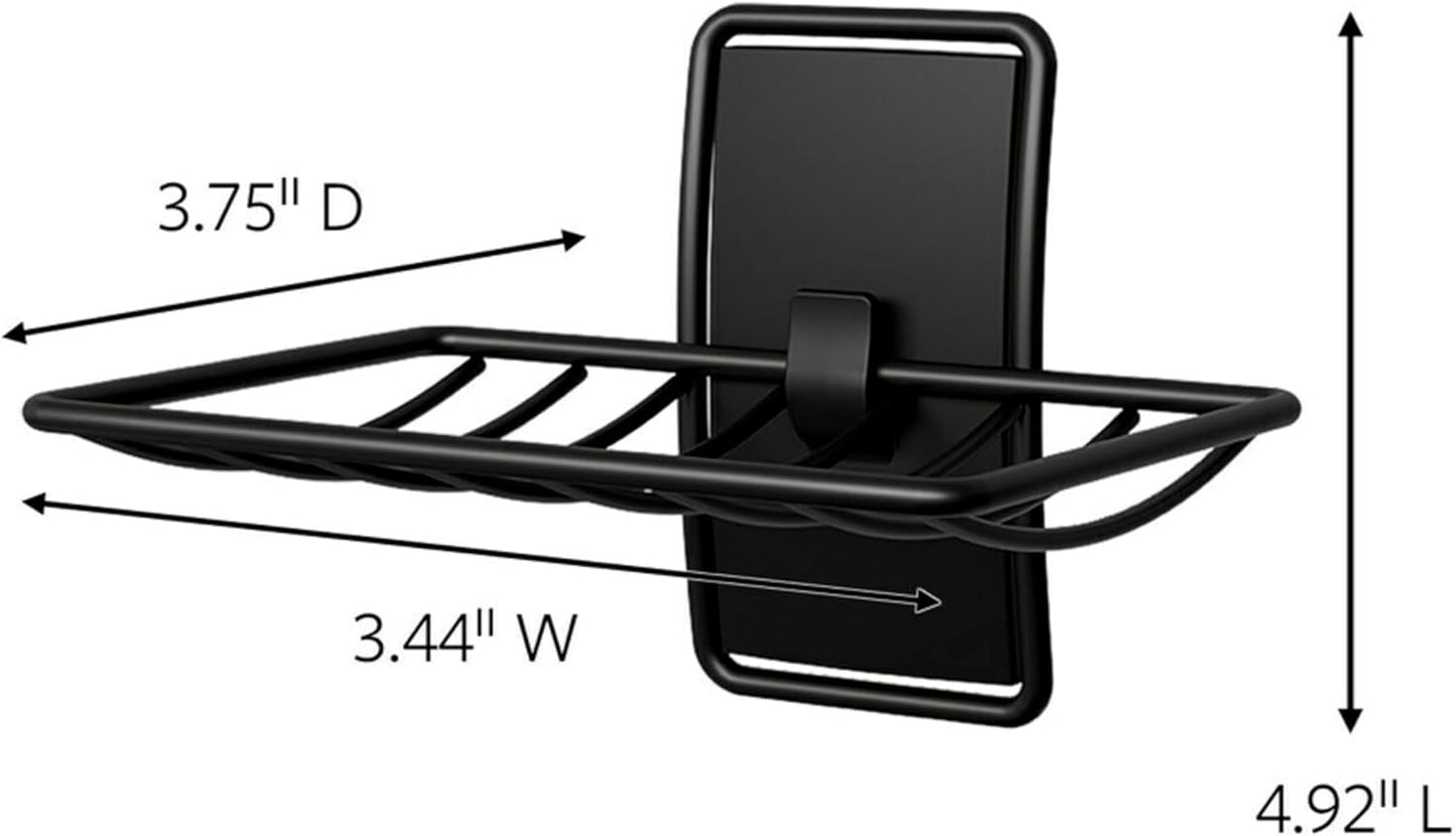 Command Soap Dish for Shower, Damage-Free Hanging, No Tools Soap Holder for Holiday Guests, 1 Matte Black Dish and 2 Water-Resistant Command Strips