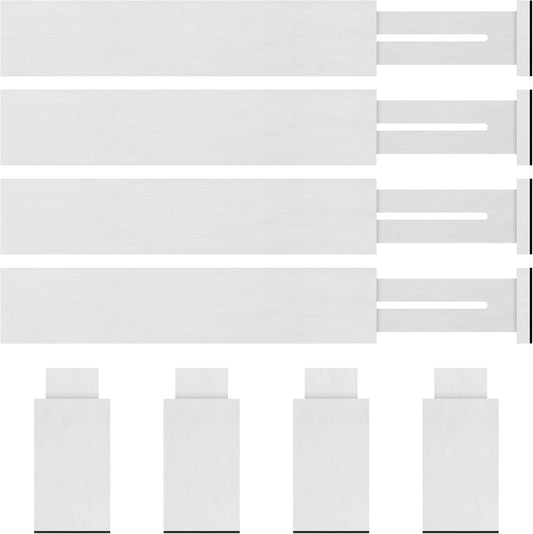 Bamboo Drawer Dividers Organizer with Inserts, Expandable from 12.5-21.7", Adjustable Drawer Organizer Separators for Utensils, Dresser, Bedroom, Bathroom, Closet, Clothing, Office (White)