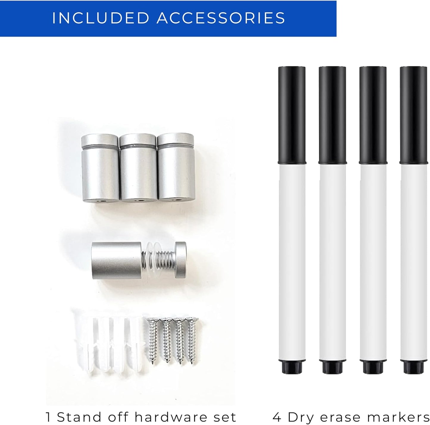 18x24 Dry Erase Board for Wall - with .25 Clear Acrylic and Satin Stand Off Finish - Perfect Whiteboard for Office, Home, Classroom - Durable and Stylish .25 Clear Acrylic Dry Erase Board