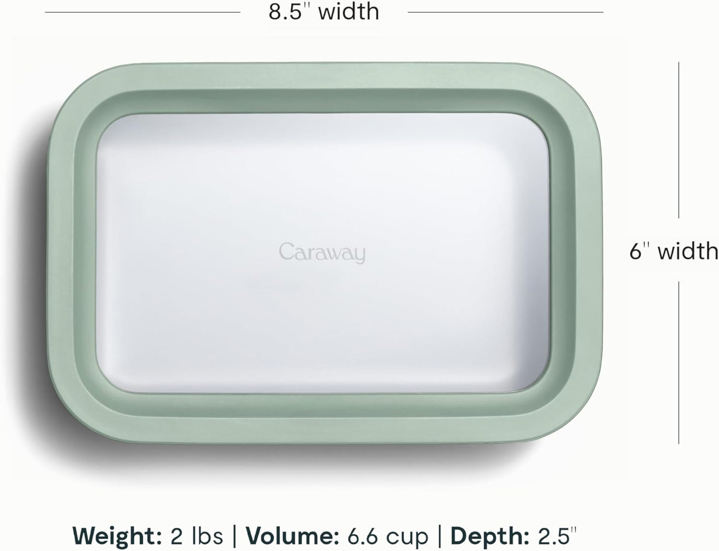 Caraway Glass Food Storage - 6.6 Cup Glass Container - Ceramic Coated Food Container - Non Toxic, Non Stick Lunch Box Container with Lids - Dishwasher, Oven, & Microwave Safe - Mist
