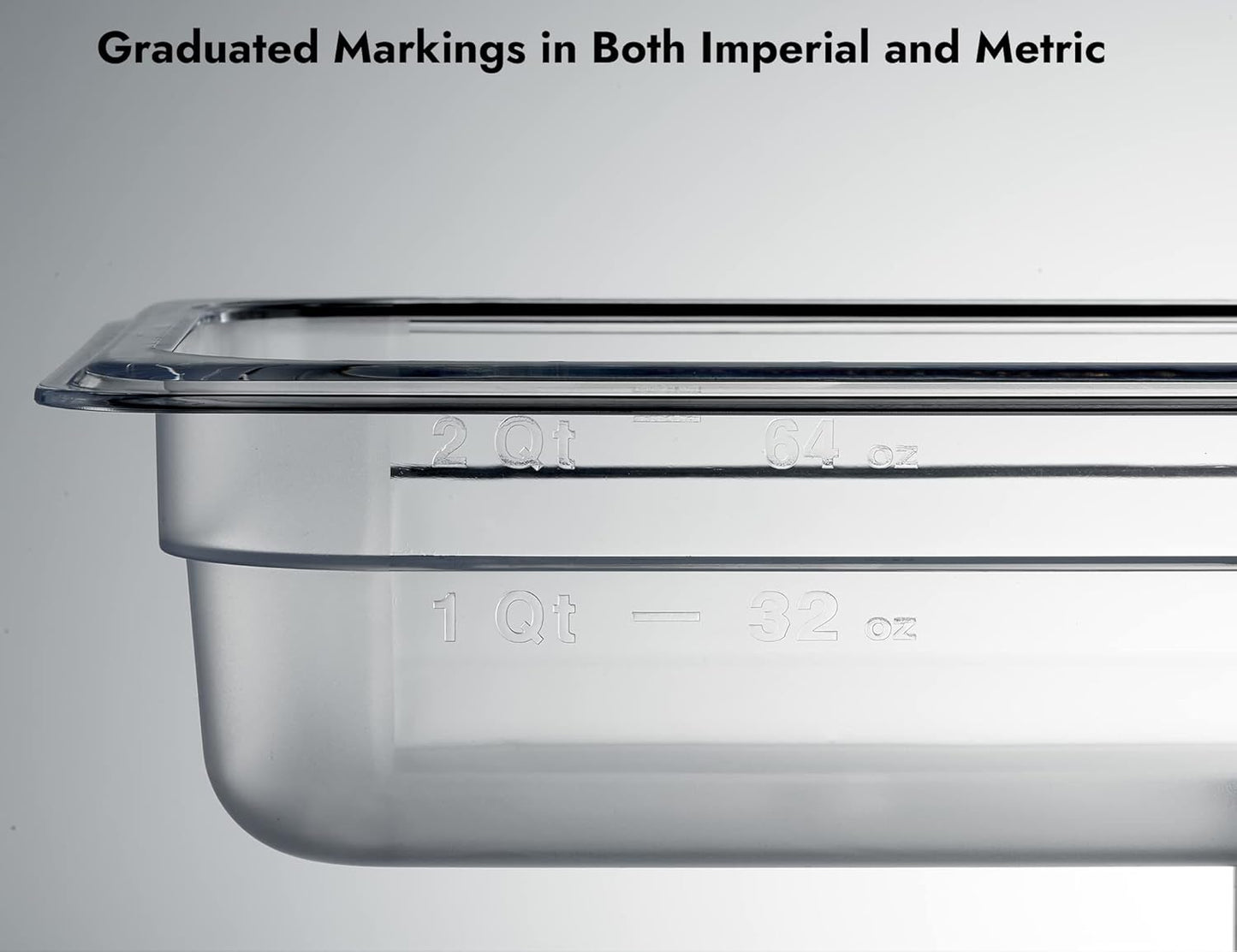 CURTA 6 Pack NSF Food Pans, 1/3 Size 2 1/2 Inch Deep, Commercial Polycarbonate Plastic Clear Freezer-Safe