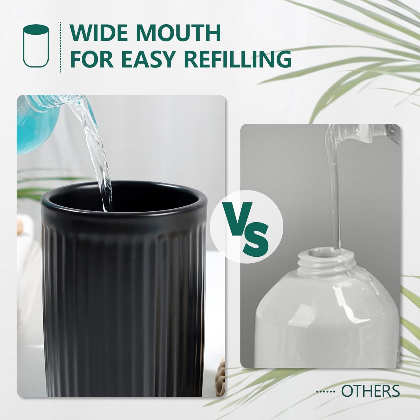 BosilunLife Black Bathroom Accessories Set - Ceramic Bathroom Counter Soap Set Bathroom Decor Sets Accessories Bathroom Lotion Soap Dispenser and Toothbrush Holder Set, Soap Dish, Apothecary Jars