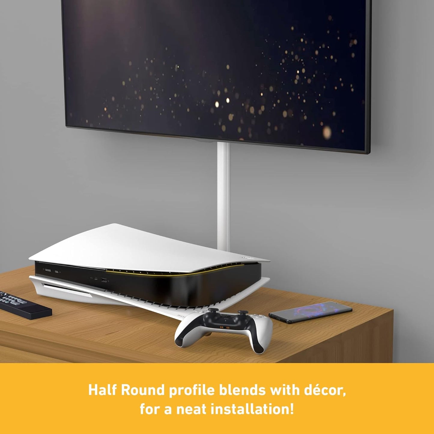 D-Line Half Round Cord Hider, Patented Cable Cover, Hide TV Wall Mount Wires, Raceway for Cords, Decorative Wire Covers, Paintable, Adhesive - 2X 1.18in W x 0.59in H x 39in L - Wood-Effect