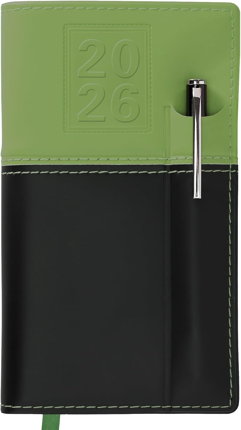 2026 Pocket Planner/Pocket Calendar and Pen, 3.5"x6": Includes 14 Months (November 2025 - December 2026) / 2026 Weekly Planner/Weekly Agenda/Monthly Calendar Organizer (Green/Black)