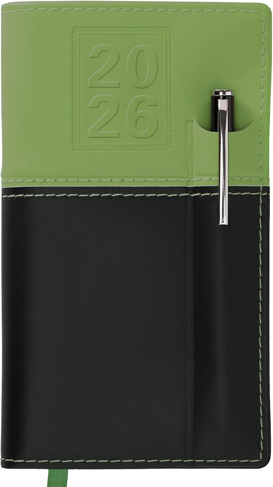 2026 Pocket Planner/Pocket Calendar and Pen, 3.5"x6": Includes 14 Months (November 2025 - December 2026) / 2026 Weekly Planner/Weekly Agenda/Monthly Calendar Organizer (Green/Black)