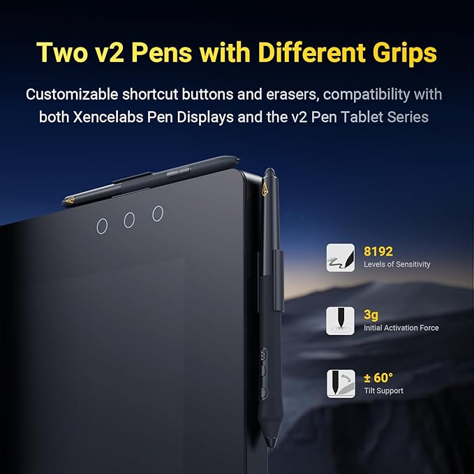 Xencelabs Pen Display 24+ Industry-First Pen Display with Calman Ready, Drawing Tablet with 4K Screen Monitor, Graphic Display with 44 Customizable Quick Keys, 2 Battery-Free Pens for Win/Mac/Linux