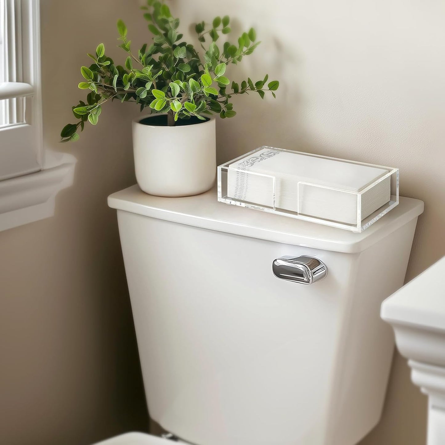 Acrylic Guest Towel Holder Tray for Bathroom, Clear Counter Rectangular Bathroom Napkin Holder for Ktichen, Modern Disposable Hand Towel Holder Tray for Home, Bar, Hotel, Office