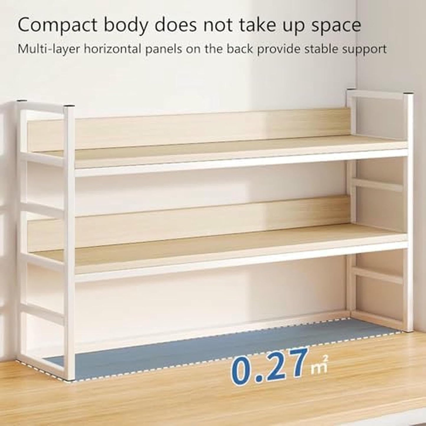 Desktop Bookshelf Organizer, Multipurpose Desk Hutch Dorm, Home Office Rack Wood Metal Bookcase, Open Desktop Storage Shelf for Dorm, Office, Home