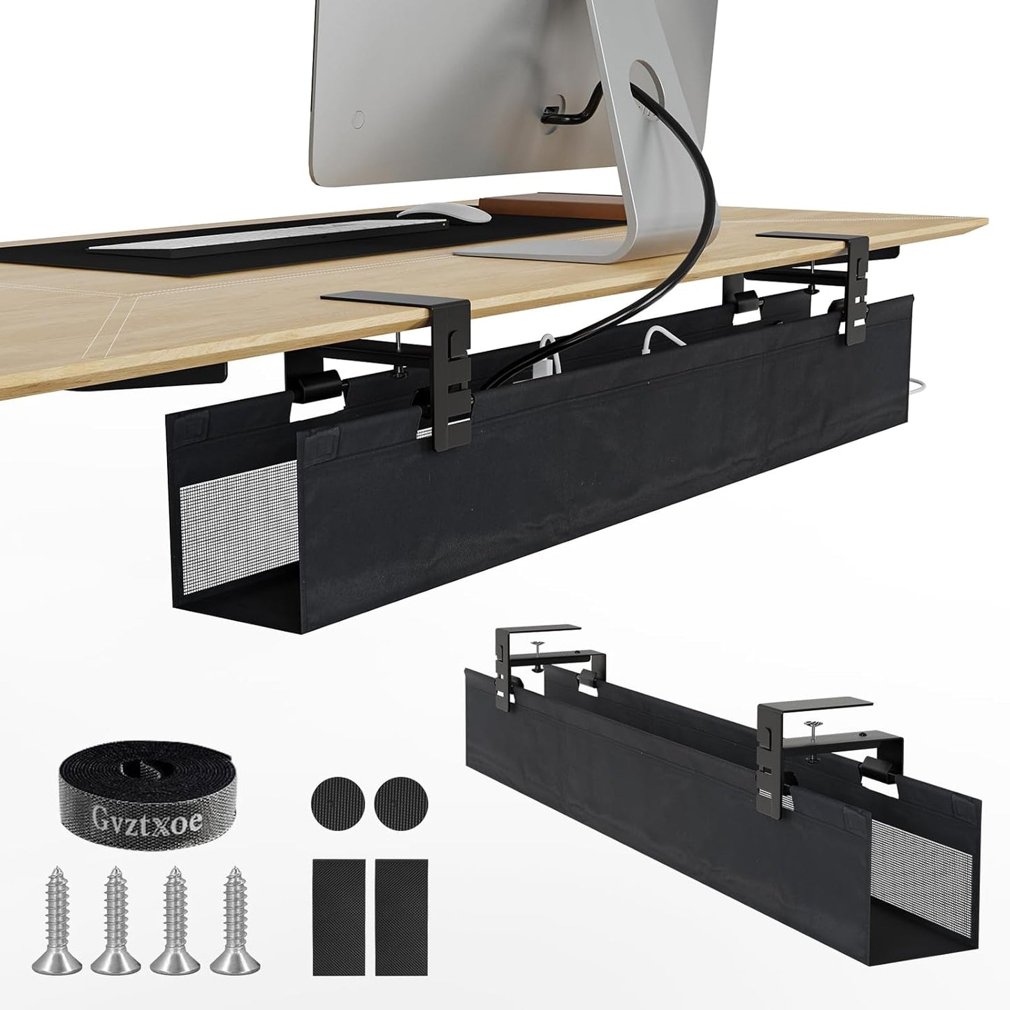 Under Desk Cable Management Tray, No Drill Standing Desk Wire Cable Management Tray, 27.5 Inch Cord Organizer for Office/Home/Game Rooms