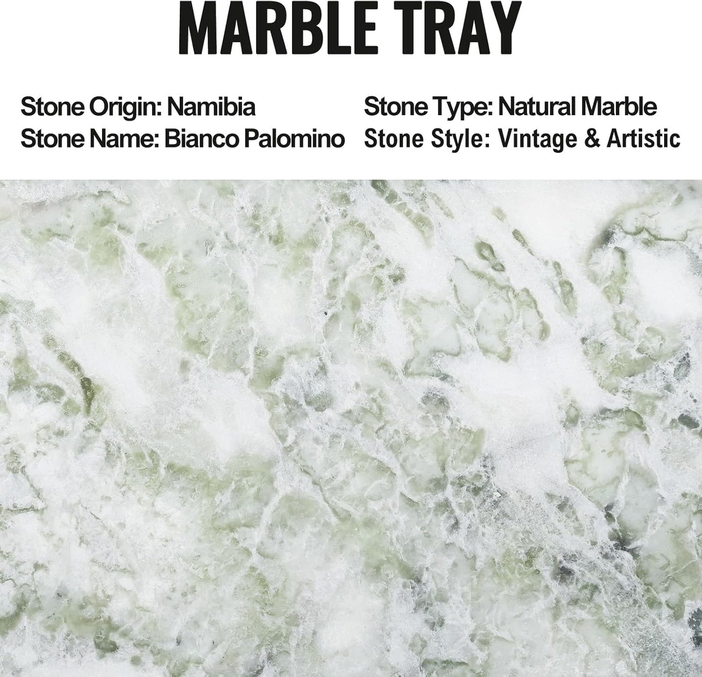 Koville African Natural Marble Tray, 12"x6" Vanity Decorative Tray for Countertop Organizer, Catchall Tray for Perfume, Candles, Jewelry Dish