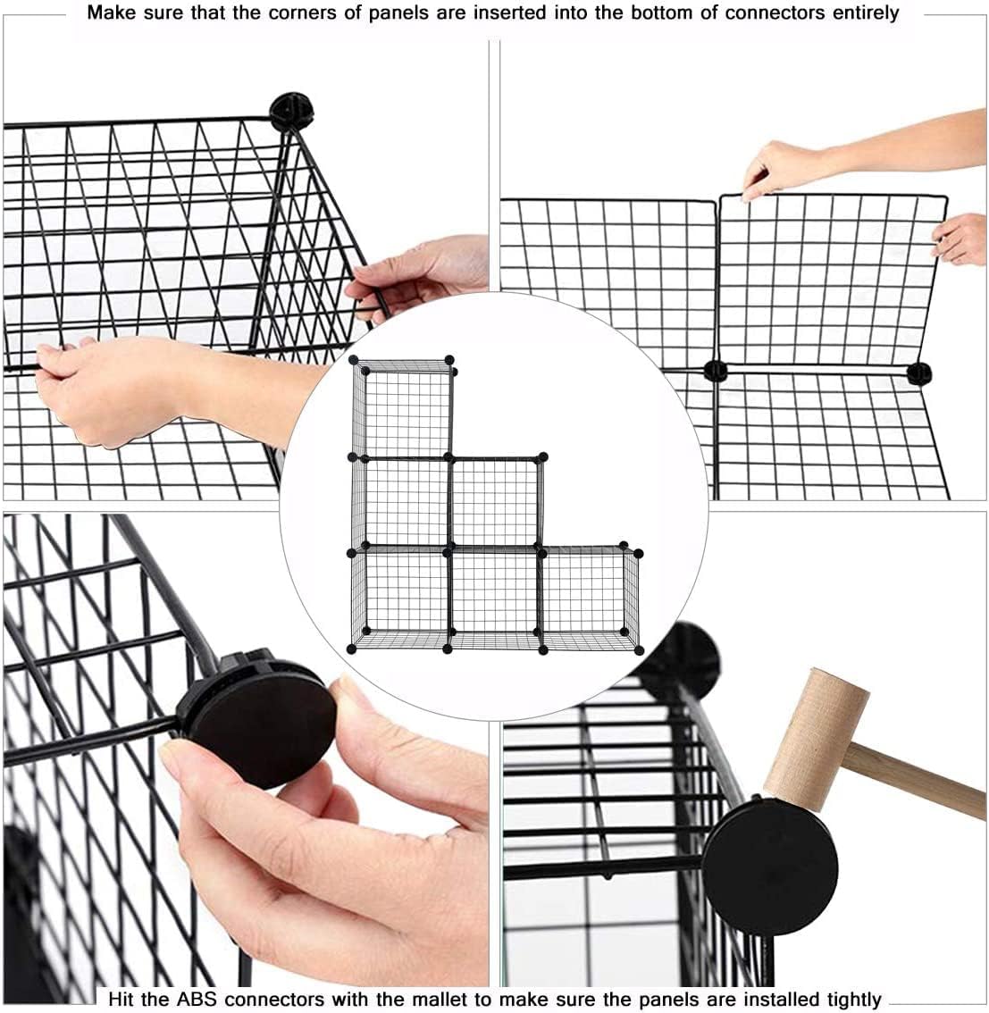 C&AHOME Wire Cube Storage, 6 - Cube Organizer Metal C Grids, Modular Shelves Units, Storage Bins Shelving, Closet Organizer, Ideal for Home, Office, Living Room, 36.6”L x 12.4”W x 36.6”H Black