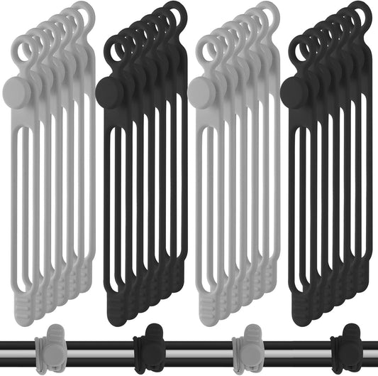 Nuanchu 40 Pcs Silicone Cable Ties Reusable Holder Adjustable Straps Multipurpose Charging Cable Organizer for Fastening Charging Cords Wires(4.17 Inch,Black, Gray)