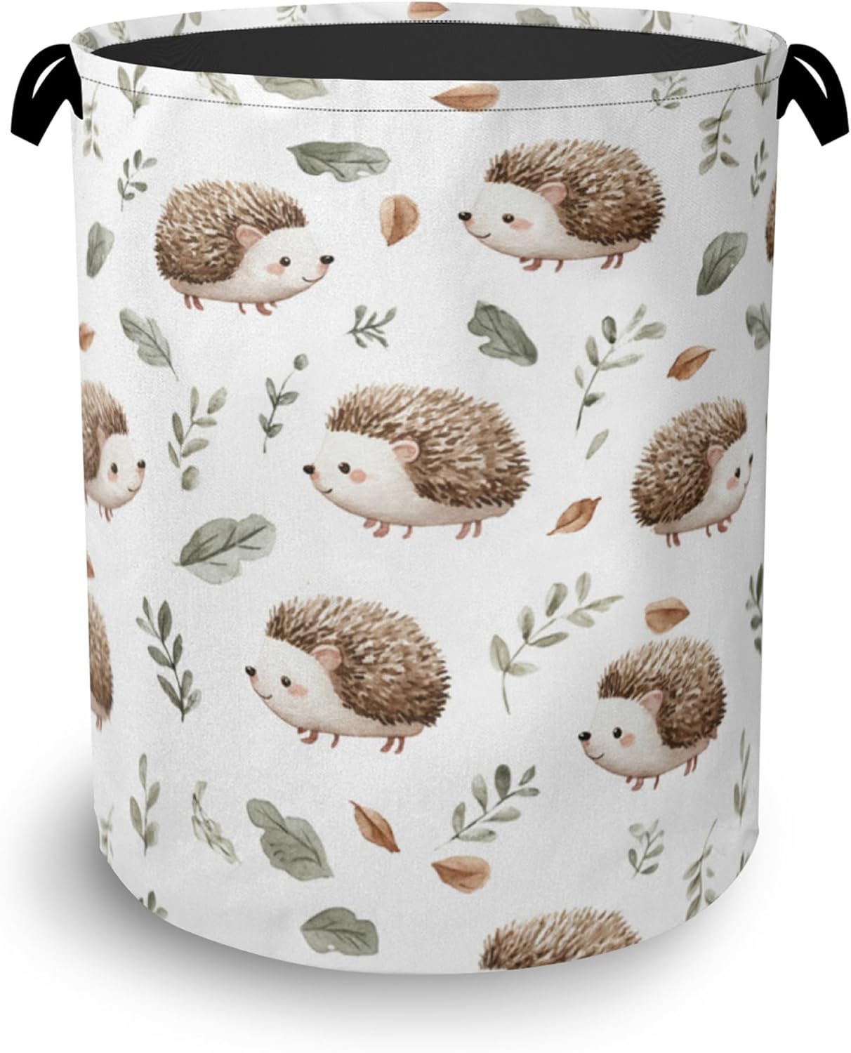 Hedgehog Laundry Hamper,Plant Leaf Dirty Clothes Laundry Basket with Handles Waterproof Oxford Cloth Storage Basket for College Dorms Bathroom Bedroom 16" x 20.8"