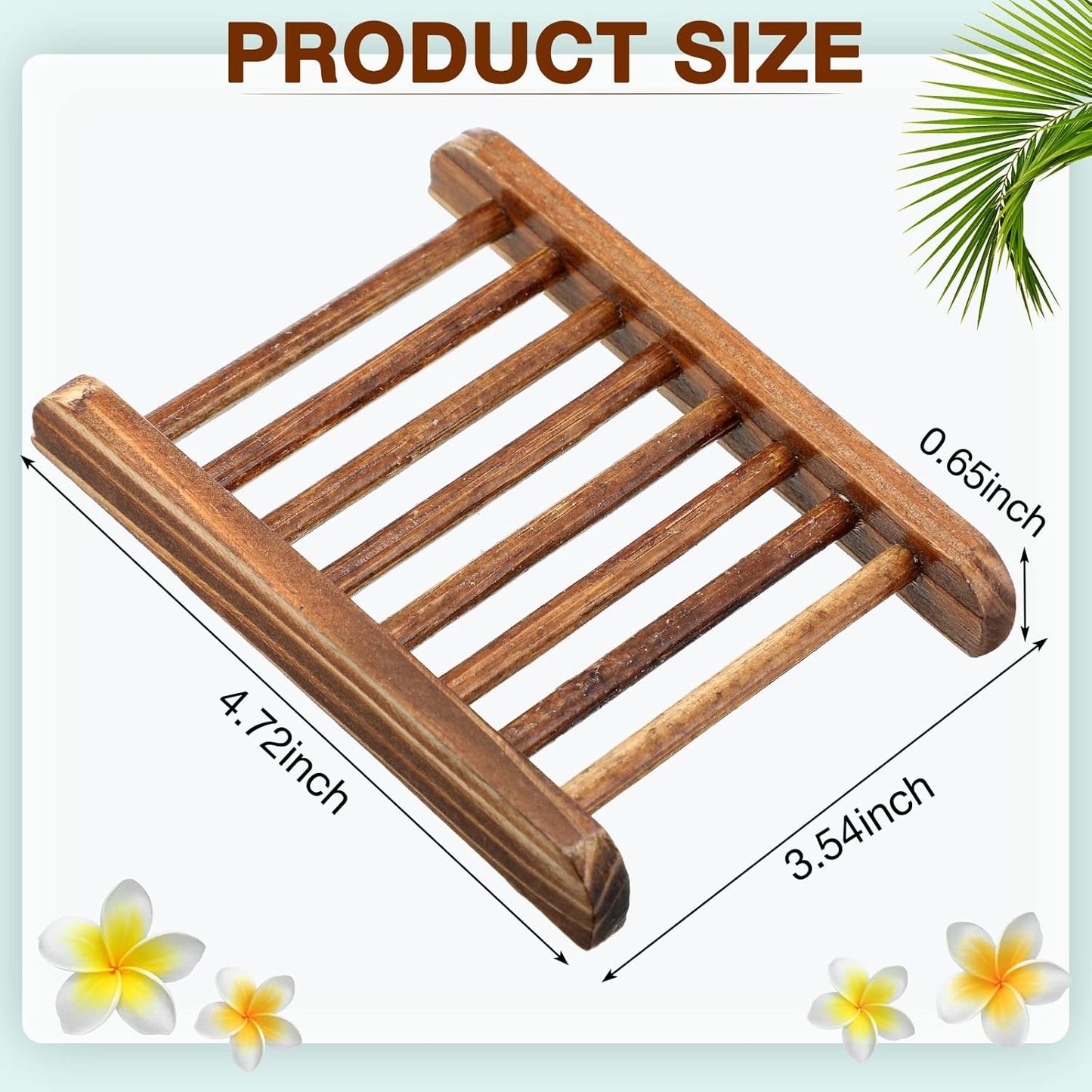 Bamboo Soap Dish Wooden Hand Craft Soap Case for Shower Rectangular Bathtub Shower Dish Accessories for Home Bathroom Kitchen Sponges(Charcoal,50 Pack)