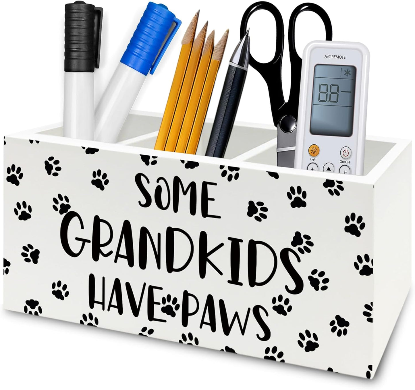 Dog Grandparents Gifts Pen Pencil Holder Organizer for Desk, Some Grandkids Have Paws Wooden Box Signs Decorations for Home Office Desk Tabletop, Dog Grandma Grandpa Gifts