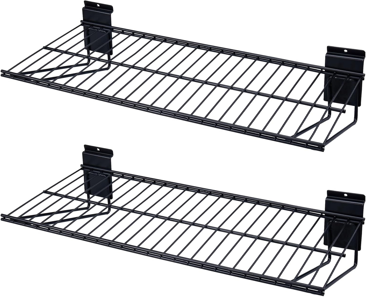24-Inch Width Slatwall Shelves, Duty Storage Slatwall Shelf, Slat Wall Wire Shelf, Black Slatwall Accessories -2 Pack