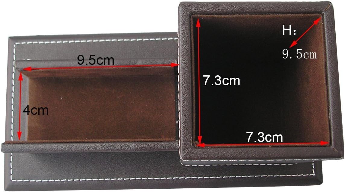 KINGFOM PU Leather Desk Organizer and Accessories, Pencil Holder for Desk with Business Cards Stand, School Office Supplies Collection Caddy Brown