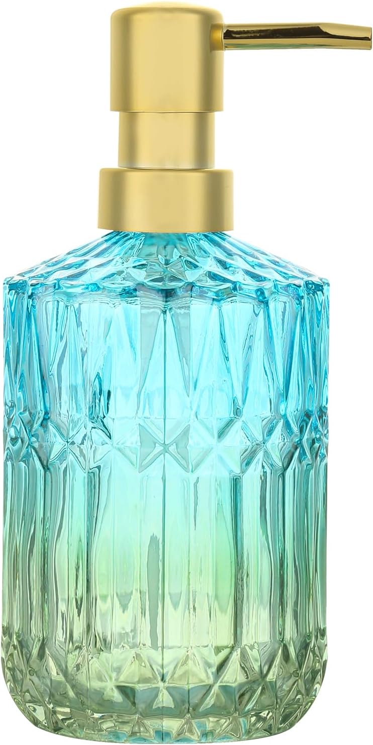 Soap Dispenser with Pump, Refillable Liquid Hand Soap Dish Soap Dispensers for Bathroom Counter, Kitchen Sink (Bluegreen)