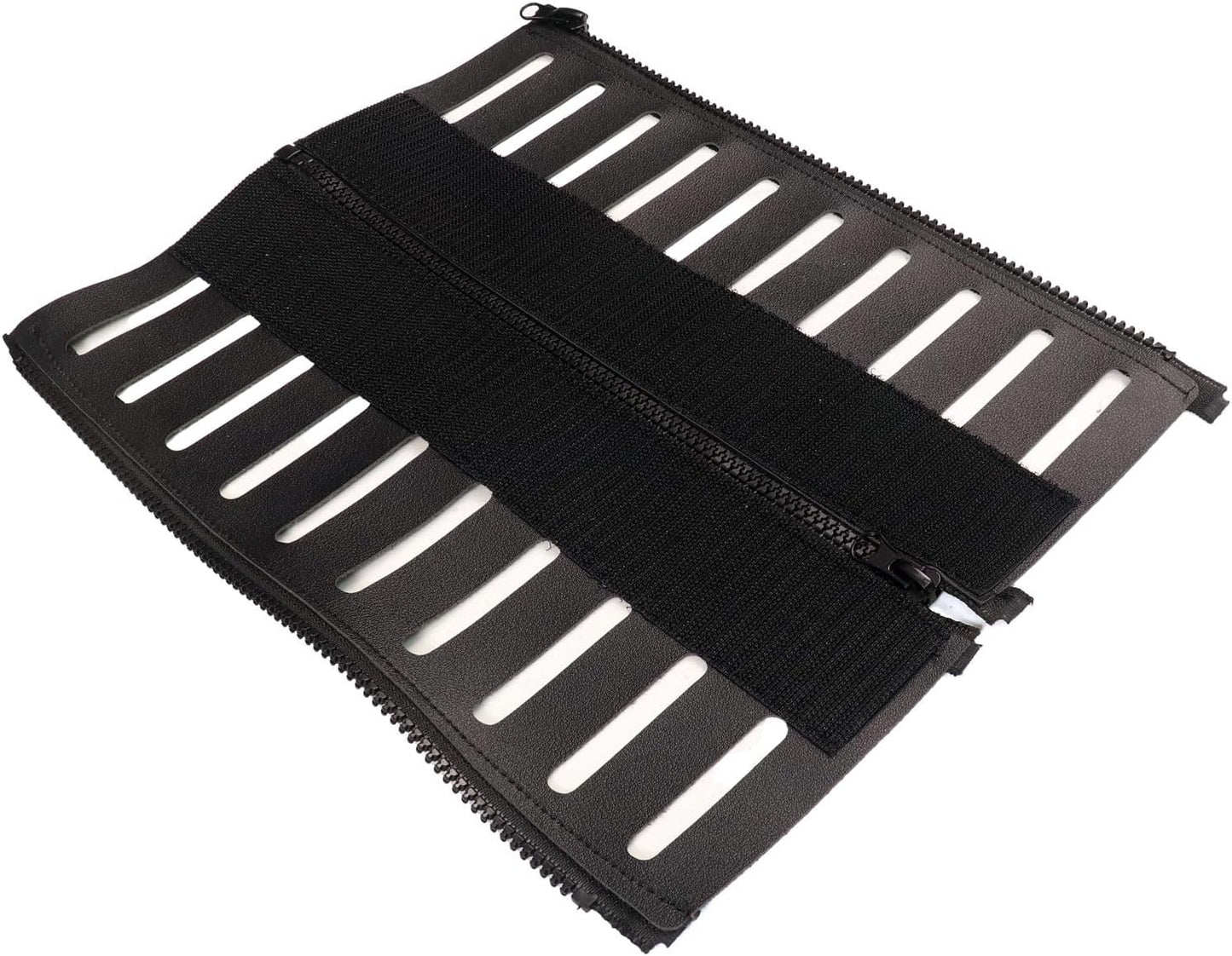 Under Desk Cable Organizer 2-Pack – PU Leather, Zipper Closure with 10 Cable Slots, Tool-Free Mount, Connectable Design for Home and Office Wire Management (Black)