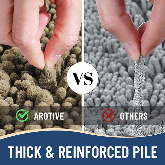 Arotive Luxury Chenille Bathroom Rug Mat, Extra Soft Thick Absorbent Shaggy Bath Rugs, Non-Slip Machine Wash Dry, Plush Bath Mats for Bathroom, Shower and Tub, 30x20, Camel