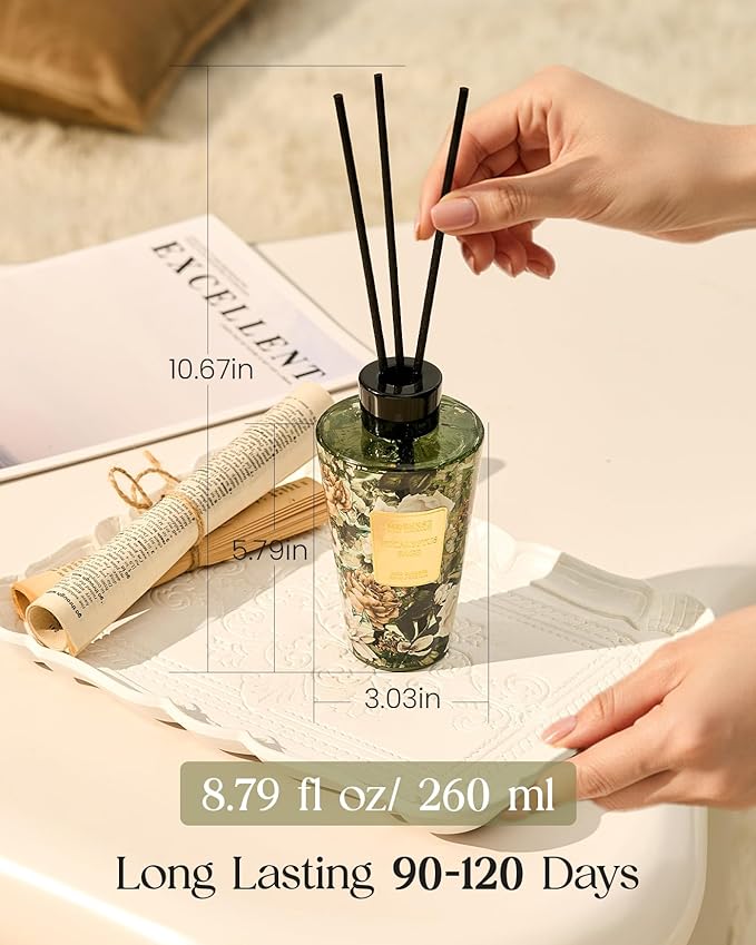 M&SENSE Eucalyptus Sage Reed Diffuser Set - 8.79fl oz Home Fragrance Non-Toxic Natural Reed Diffuser for Home, Air Freshner Gifts for Bathroom Bedroom Fragrance Decor
