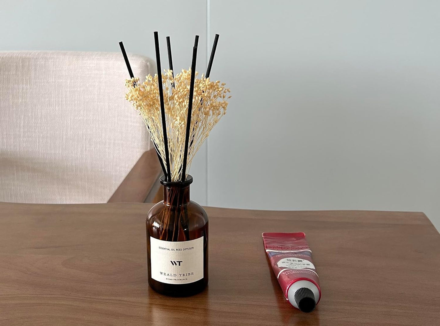 WEALD TRIBE Reed Diffuser Set for Bathroom Air Fresheners, Oil Diffuser Sticks | White Jasmine Scent 4.0 fl oz Home Fragrance with Sticks Defusers | House Bedroom Office Shelf Decor