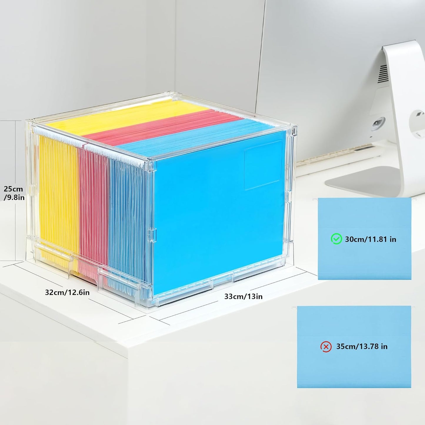 MUKAI File Organizer Box with Lid, Collapsible File Folder Organizer with Slide, Hanging File Folder Box, for Office Document Storage with Desktop organizer (3)