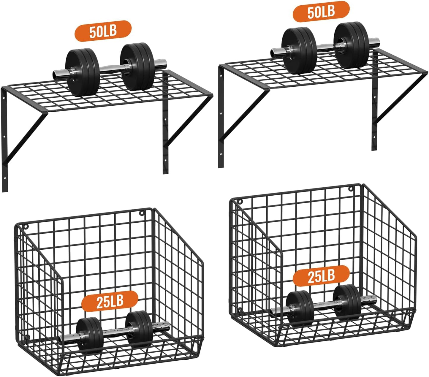 2 Pack Laundry Room Shelves with Wire Baskets, Over the Washer and Dryer Shelf, Wall Mounted Storage and Clothes Drying Rack, Wire Shelves Baskets for Laundry Closet Organization and Storage-Black