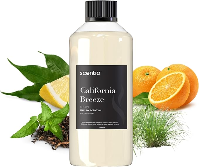 Scentia Hotel Diffuser Oil Inspired by The Delano Beach Club Hotel Scent - 500 mL 16.9 fl oz - Essential Oil Blend Orange, Green Tea for Aromatherapy Diffusers - California Breeze, Thanksgiving Gift