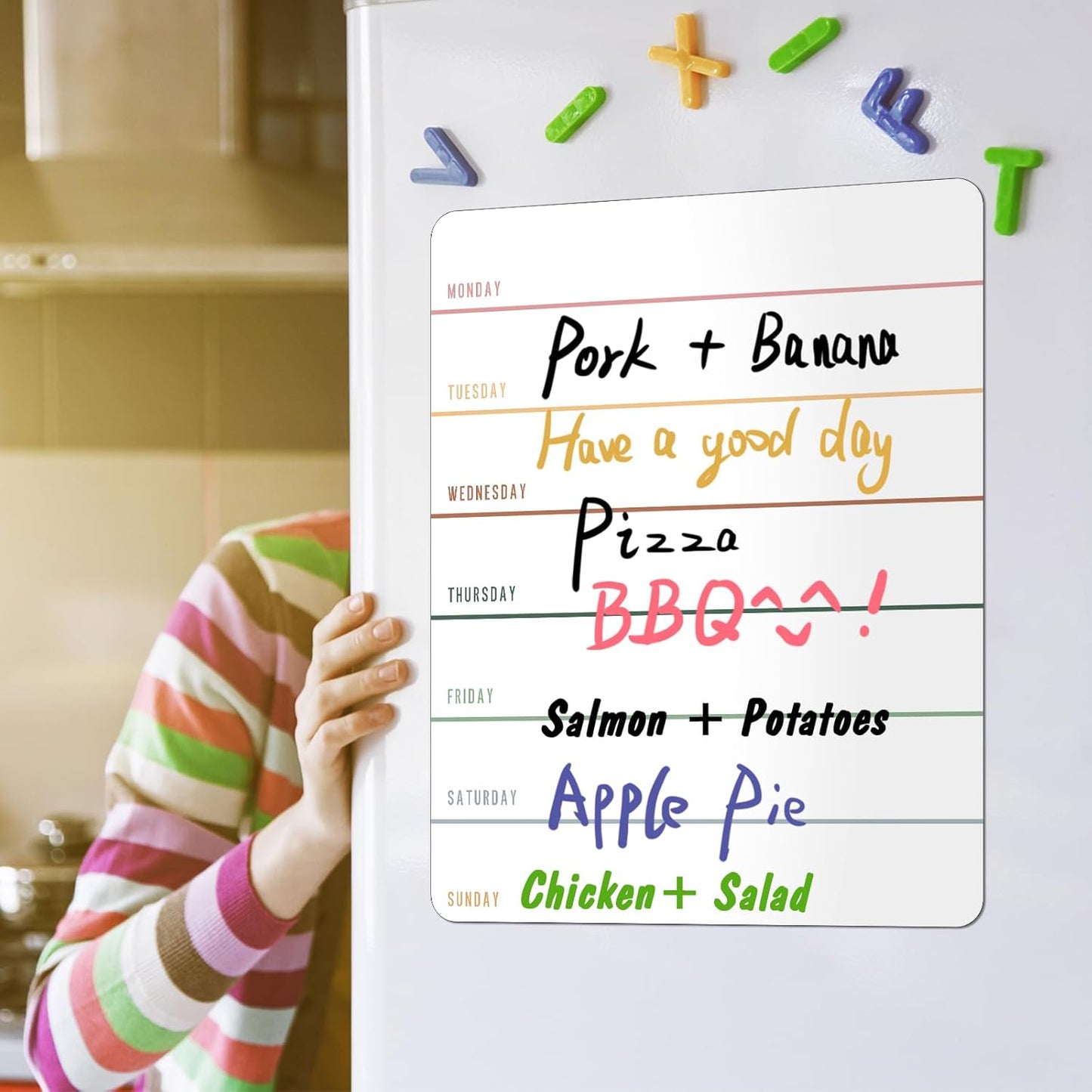 2 Pieces Magnetic Weekly Dry Erase Boards Erasable Weekly Calendars Whiteboard Planners with 2 Pieces Markers for Office, Home, School Supplies (Simple Style)